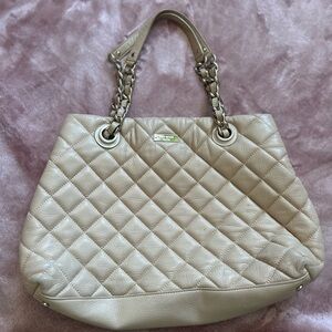 Kate Spade Beige Quilted Tote Bag
